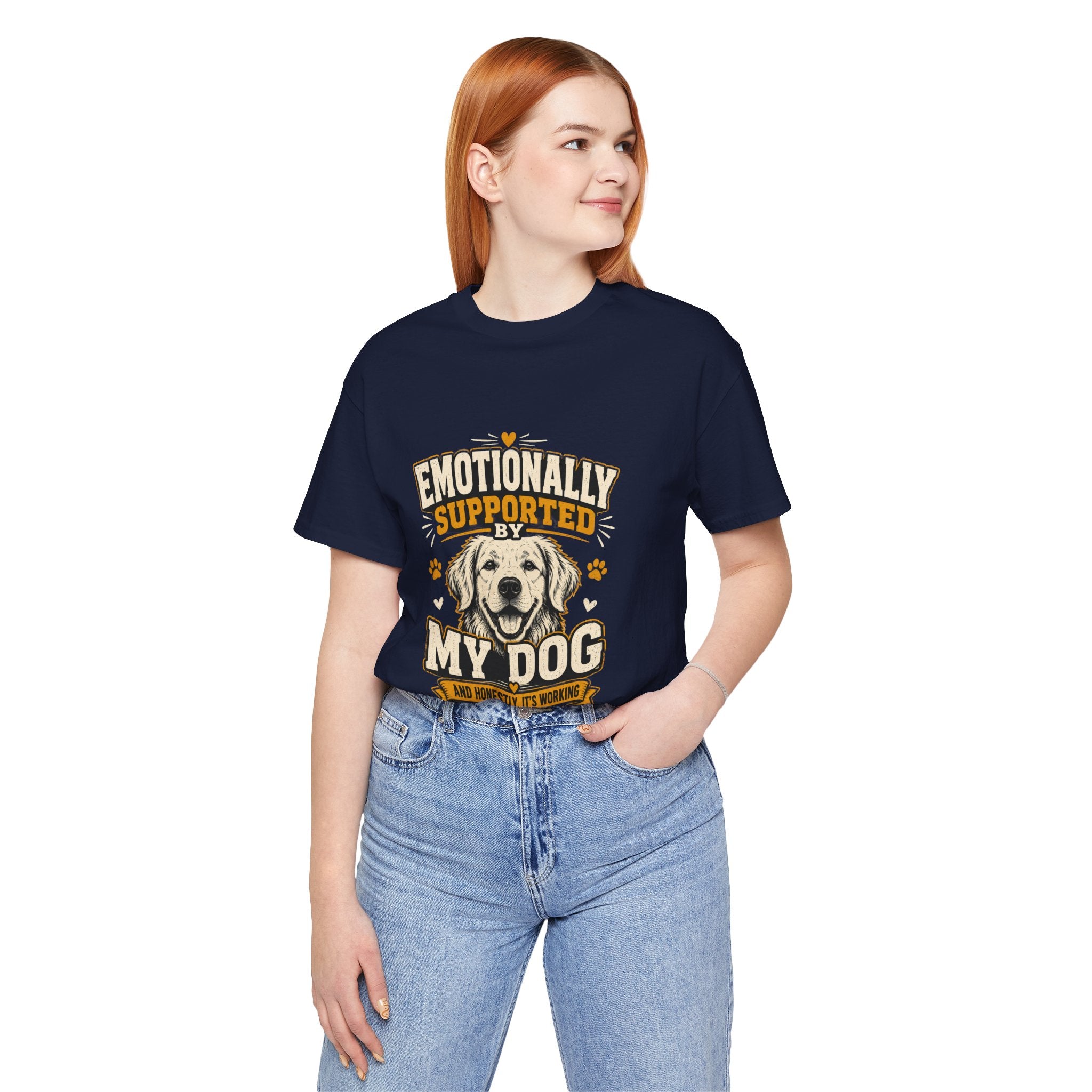 Emotionally Supported by My Dog T‑Shirt — Funny Dog Lover Tee