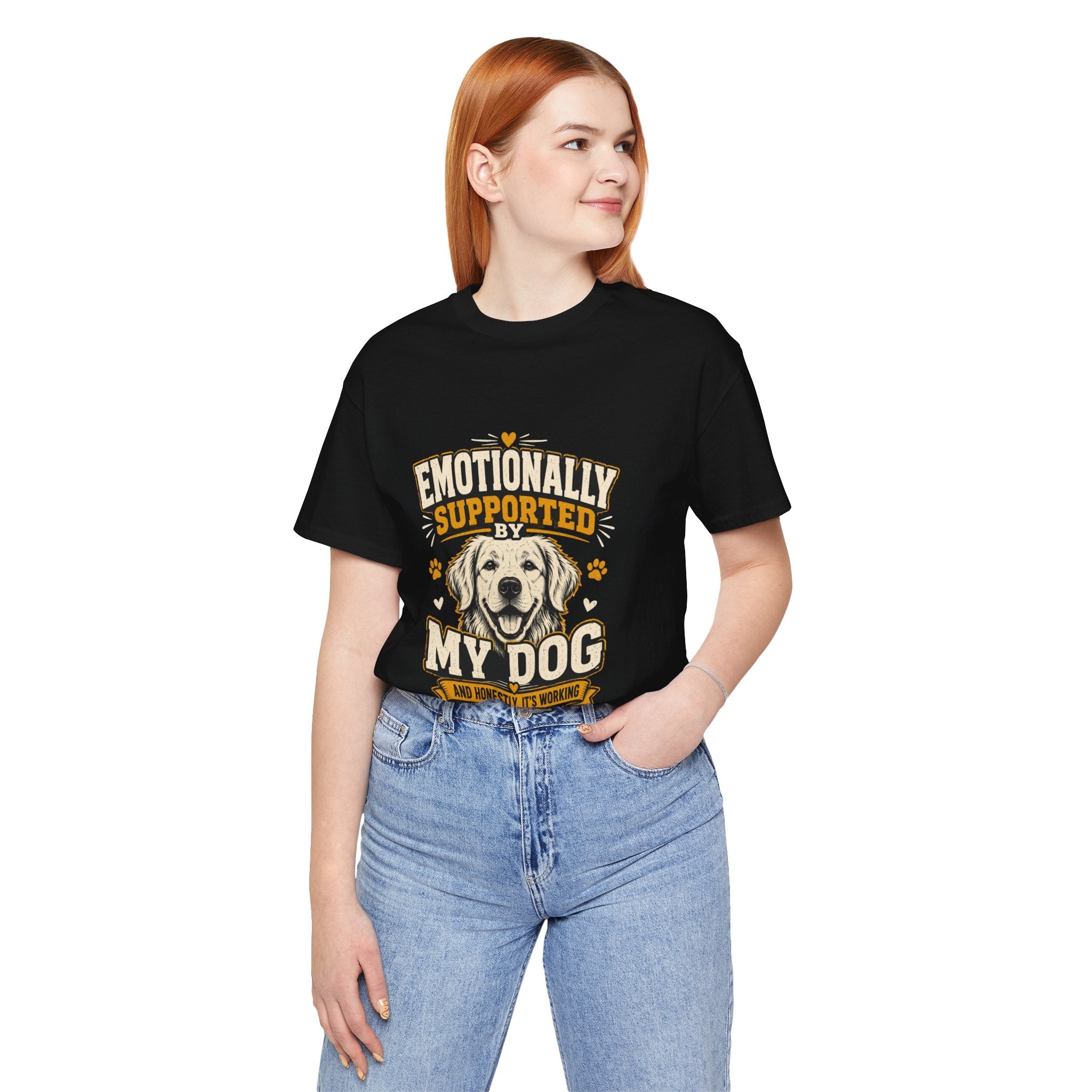 Emotionally Supported by My Dog T‑Shirt — Funny Dog Lover Tee